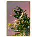 Wall Poster Botanical Detail - green leaves in light glow on pink background 123976 additionalThumb 16