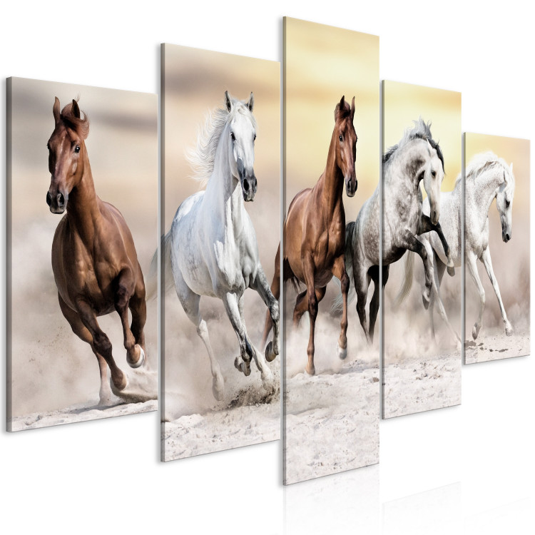 Canvas Print Flock of Horses (5 Parts) Wide 126876 additionalImage 2