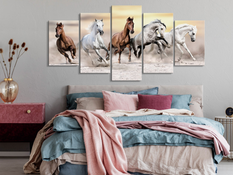 Canvas Print Flock of Horses (5 Parts) Wide 126876 additionalImage 3