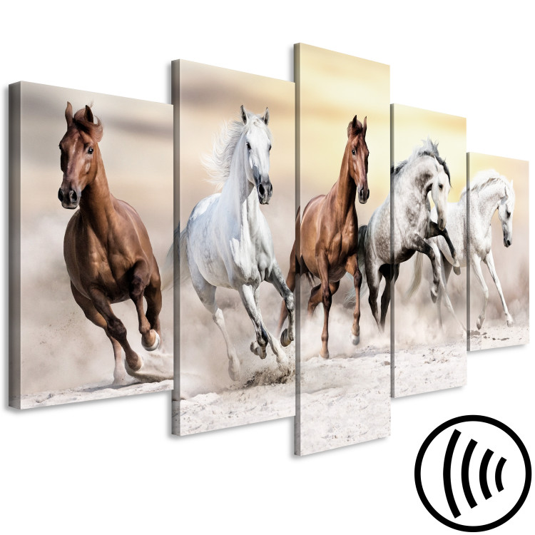 Canvas Print Flock of Horses (5 Parts) Wide 126876 additionalImage 6