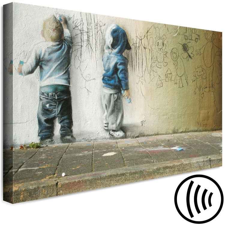 Canvas Young Generation (1-part) wide - street art of boys on a wall 128376 additionalImage 6