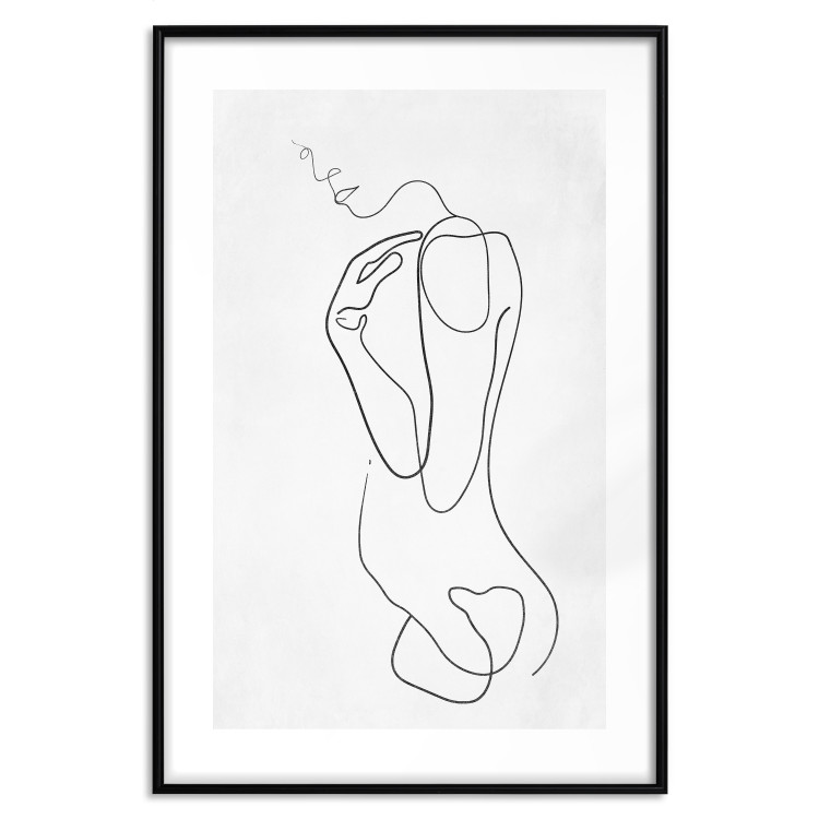 Poster Linear Nude - abstract and black line art of a woman on a plain background 129776 additionalImage 15