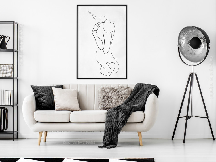 Poster Linear Nude - abstract and black line art of a woman on a plain background 129776 additionalImage 4
