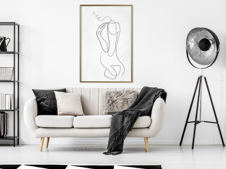 Poster Linear Nude - abstract and black line art of a woman on a plain background 129776 additionalImage 5