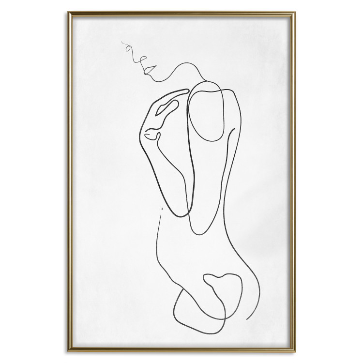 Poster Linear Nude - abstract and black line art of a woman on a plain background 129776 additionalImage 17