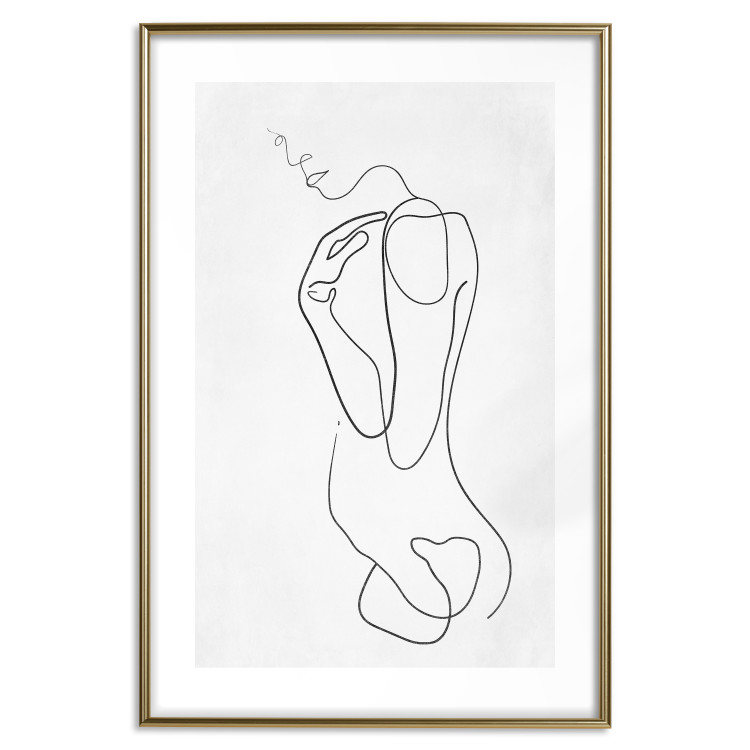 Poster Linear Nude - abstract and black line art of a woman on a plain background 129776 additionalImage 14