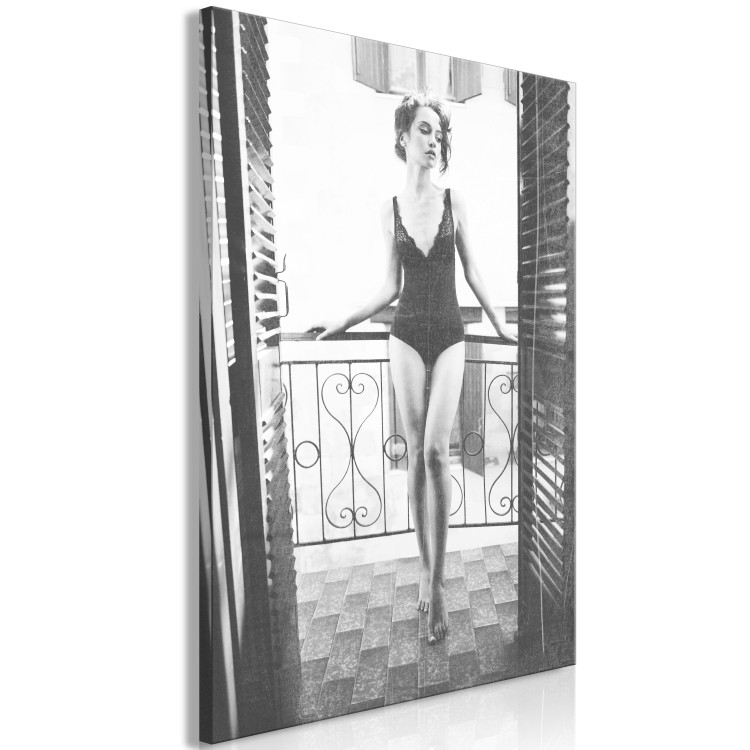 Canvas Print Woman on balcony - glamour style black and white photography 134176 additionalImage 2