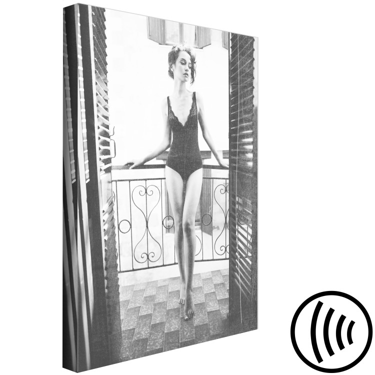 Canvas Print Woman on balcony - glamour style black and white photography 134176 additionalImage 6