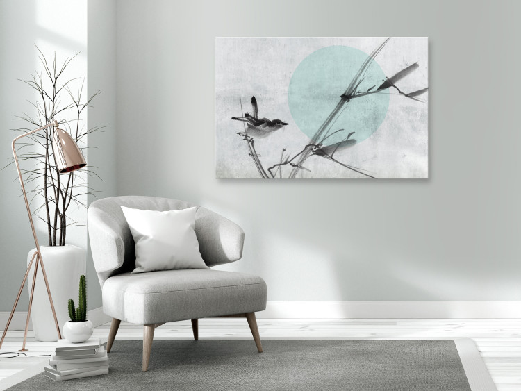 Canvas Bird on a branch - nature in the form of a sketch 134776 additionalImage 3