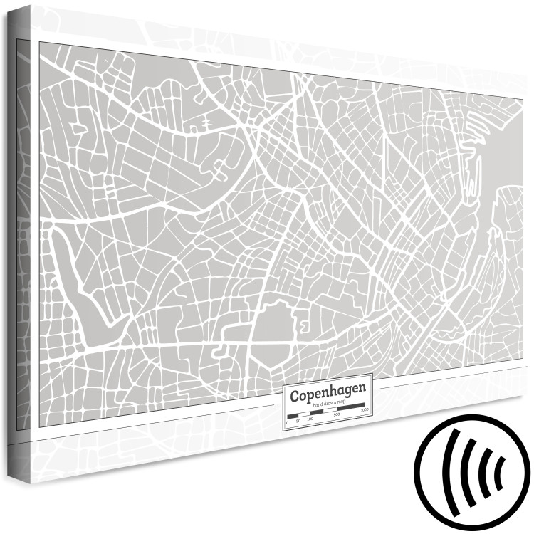 Canvas Art Print Gray Copenhagen - Capital Plan of Denmark in gray with a scale 135176 additionalImage 6