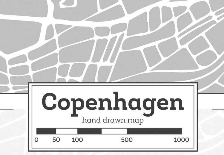 Canvas Art Print Gray Copenhagen - Capital Plan of Denmark in gray with a scale 135176 additionalImage 4