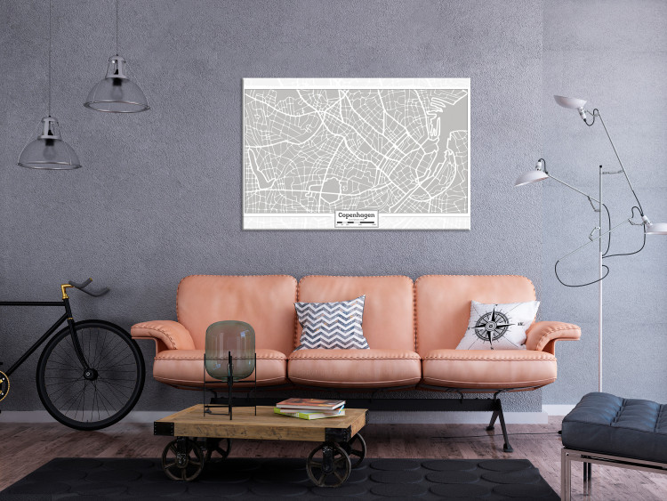 Canvas Art Print Gray Copenhagen - Capital Plan of Denmark in gray with a scale 135176 additionalImage 3