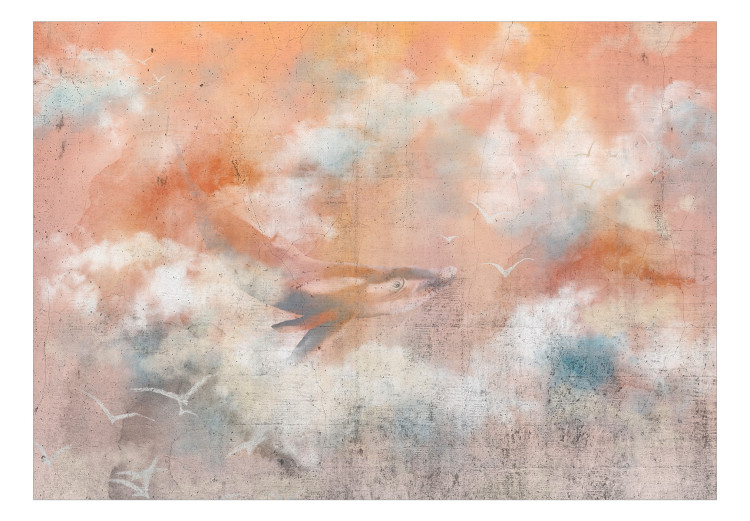 Photo Wallpaper Whale floating in the clouds - fairytale abstraction on a pastel background 135376 additionalImage 1