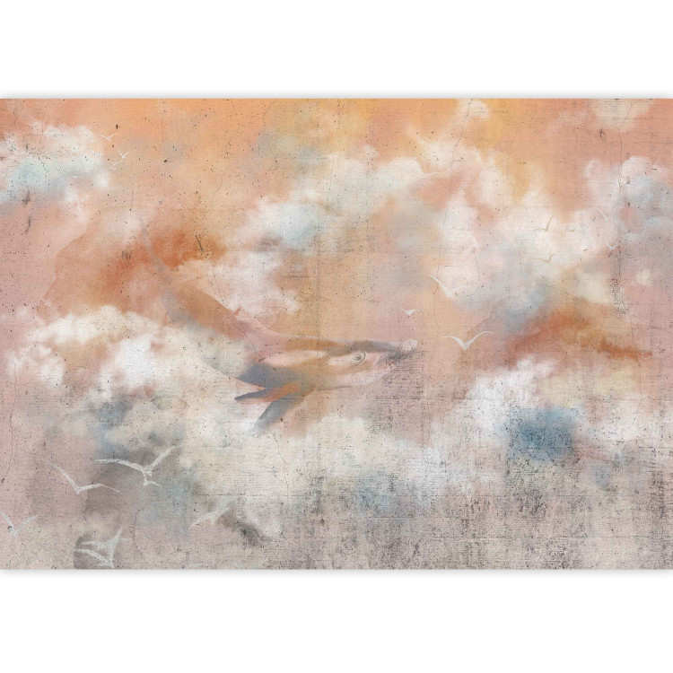 Photo Wallpaper Whale floating in the clouds - fairytale abstraction on a pastel background 135376 additionalImage 3