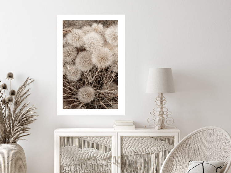 Wall Poster Gentle Cluster - composition with fluffy dandelions in sepia tone 137276 additionalImage 20