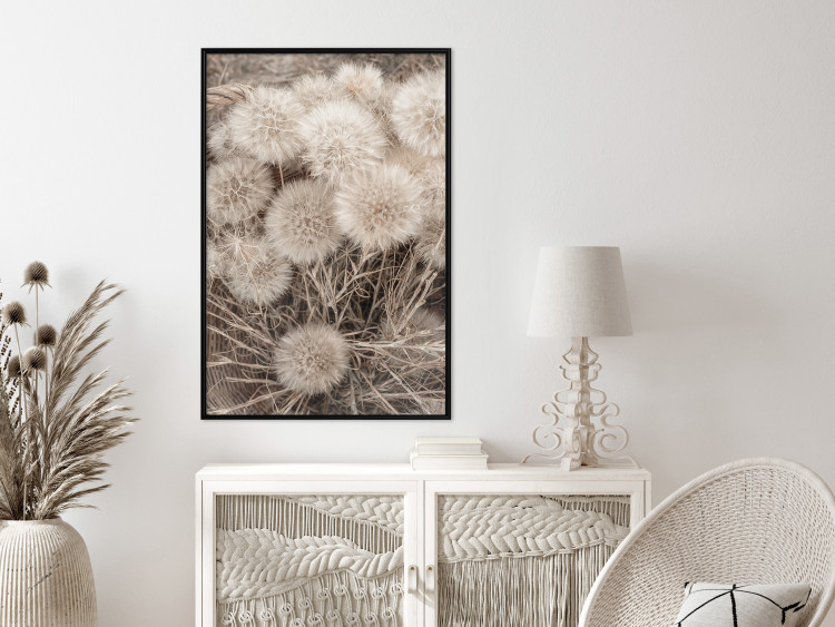 Wall Poster Gentle Cluster - composition with fluffy dandelions in sepia tone 137276 additionalImage 18