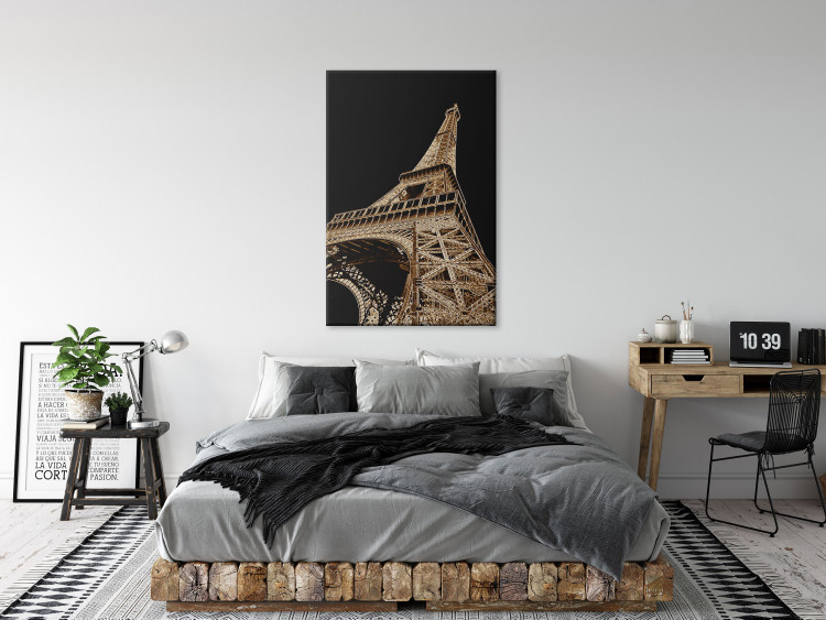 Canvas Print French Flash (1-piece) Vertical - Eiffel Tower on a black background 137876 additionalImage 3