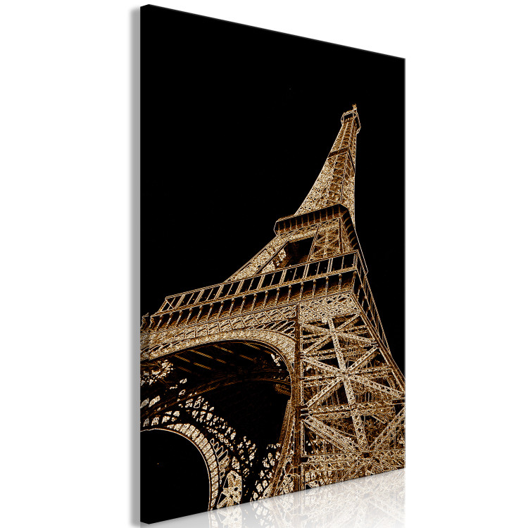 Canvas Print French Flash (1-piece) Vertical - Eiffel Tower on a black background 137876 additionalImage 2