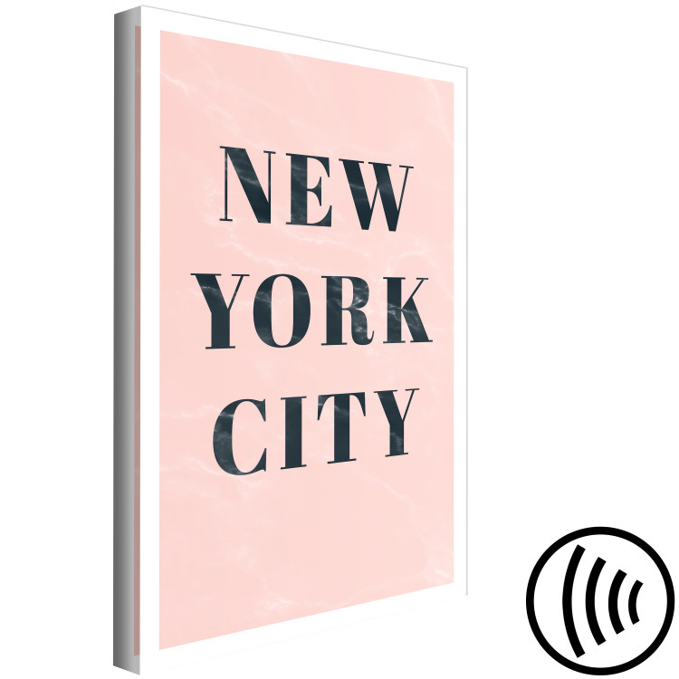 Canvas Art Print Glamorous New York (1-piece) Vertical - pink background and text 143476 additionalImage 6