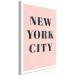 Canvas Art Print Glamorous New York (1-piece) Vertical - pink background and text 143476 additionalThumb 2