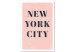 Canvas Art Print Glamorous New York (1-piece) Vertical - pink background and text 143476