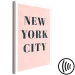 Canvas Art Print Glamorous New York (1-piece) Vertical - pink background and text 143476 additionalThumb 6