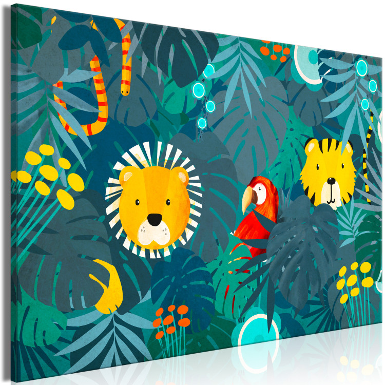 Canvas Animals Among Leaves (1-piece) Wide - composition for children 143576 additionalImage 2