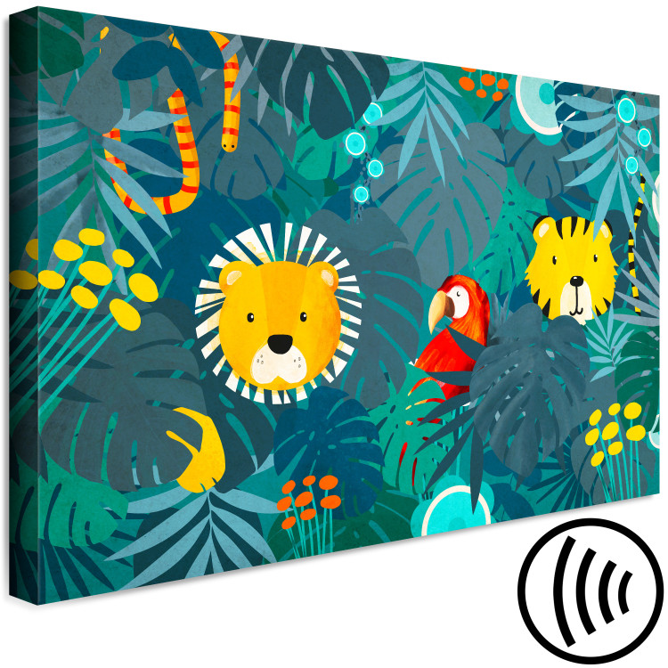 Canvas Animals Among Leaves (1-piece) Wide - composition for children 143576 additionalImage 6