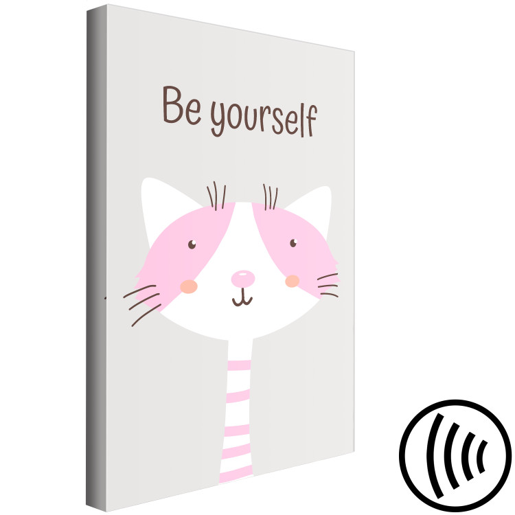 Canvas Be Yourself (1-piece) - pink cat and motivating slogan for children 146576 additionalImage 6