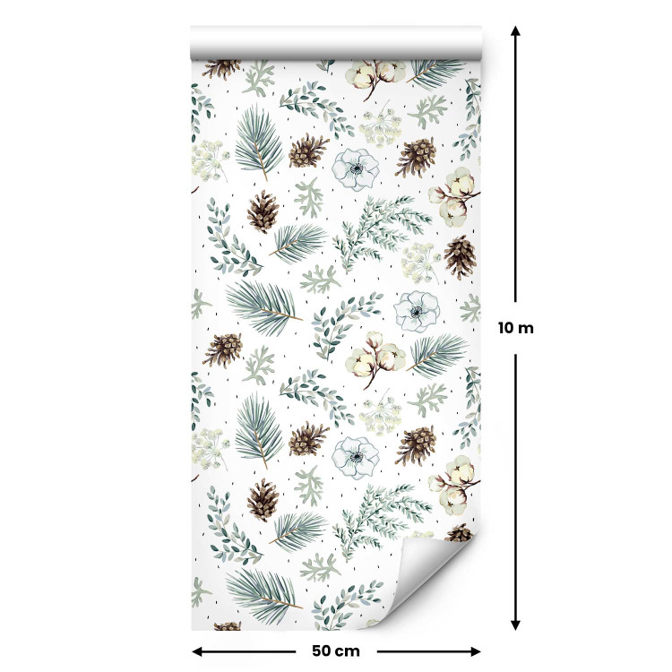 Wallpaper Watercolor Nature - Flowers, Cones and Twigs in Calm Colors 149876 additionalImage 7