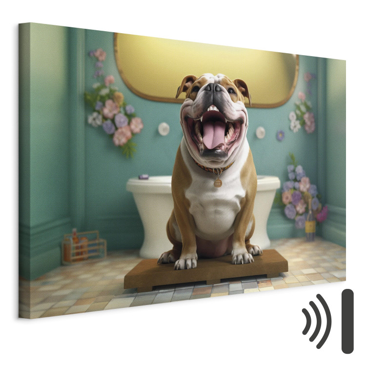Canvas Print AI French Bulldog Dog - Animal Waiting In Colorful Bathroom - Horizontal 150176 additionalImage 8