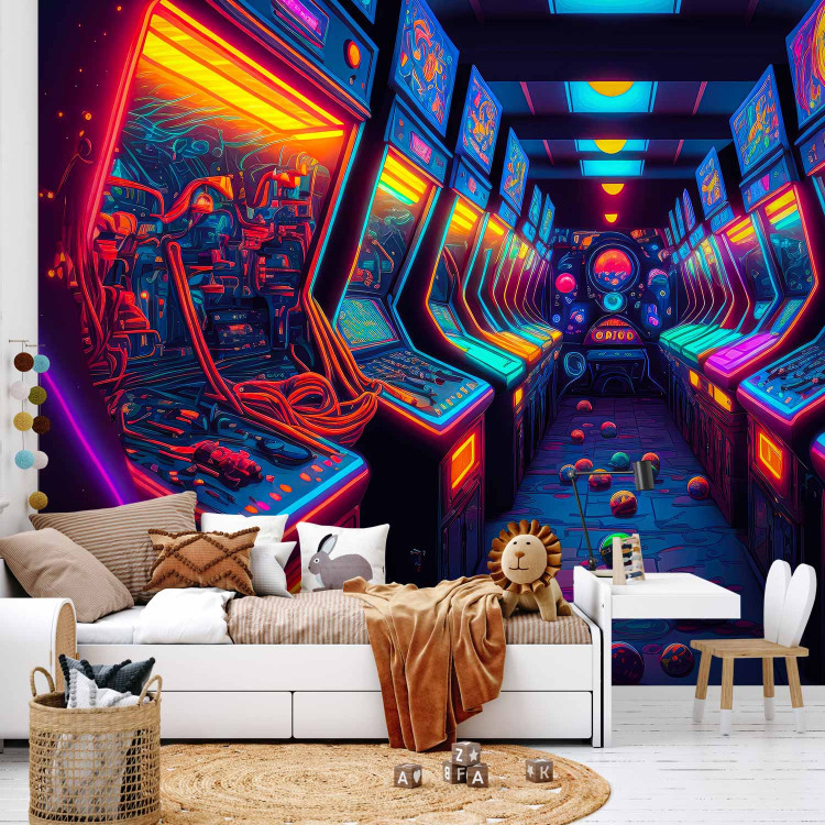 Wall Mural Arcade Machines - A Multi-Colored Gaming Room in Neon Light 150676 additionalImage 6