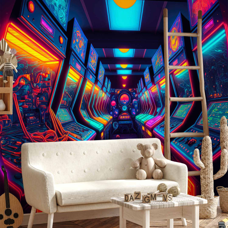 Wall Mural Arcade Machines - A Multi-Colored Gaming Room in Neon Light 150676 additionalImage 7