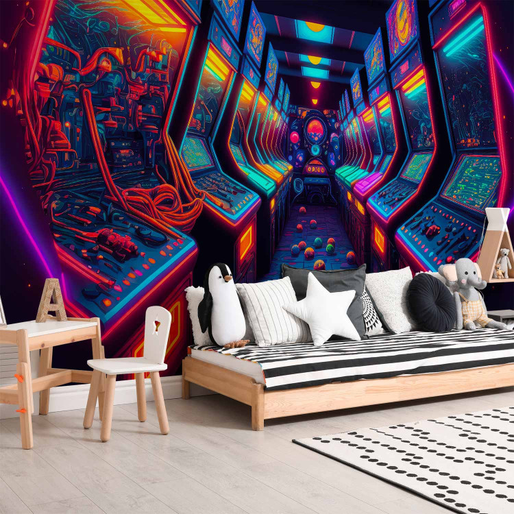 Wall Mural Arcade Machines - A Multi-Colored Gaming Room in Neon Light 150676 additionalImage 8