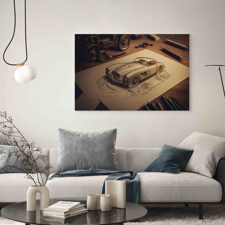 Canvas Car Sketch - Vintage Car Drawing Generated by AI 151076 additionalImage 5