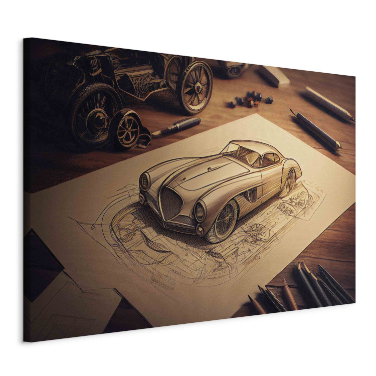 Canvas Car Sketch - Vintage Car Drawing Generated by AI 151076 additionalImage 2
