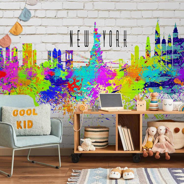Photo Wallpaper Colours of the City - colourful abstraction of New York City with the Statue of Liberty 59776 additionalImage 8