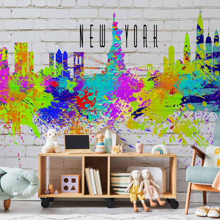 Photo Wallpaper Colours of the City - colourful abstraction of New York City with the Statue of Liberty 59776 additionalImage 6