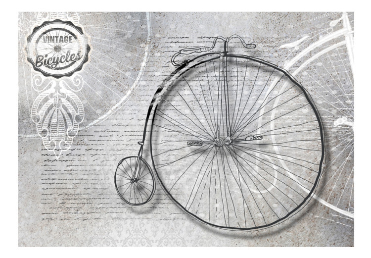 Photo Wallpaper Vintage Bicycle - Black and white old retro-style bicycle with captions 61176 additionalImage 1