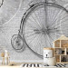 Photo Wallpaper Vintage Bicycle - Black and white old retro-style bicycle with captions 61176 additionalThumb 6