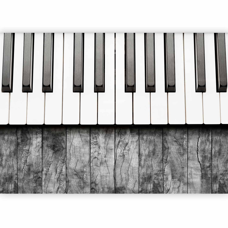 Photo Wallpaper Inspired by classical music - artistic piano keyboard on a gray wood background 61376 additionalImage 5