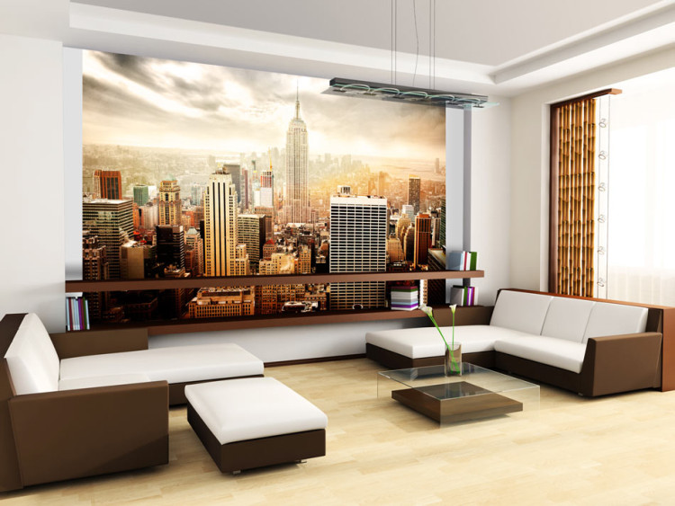 Wall Mural New York in Warm Colors - Landscape of Architecture with Skyscrapers in the Background 61576