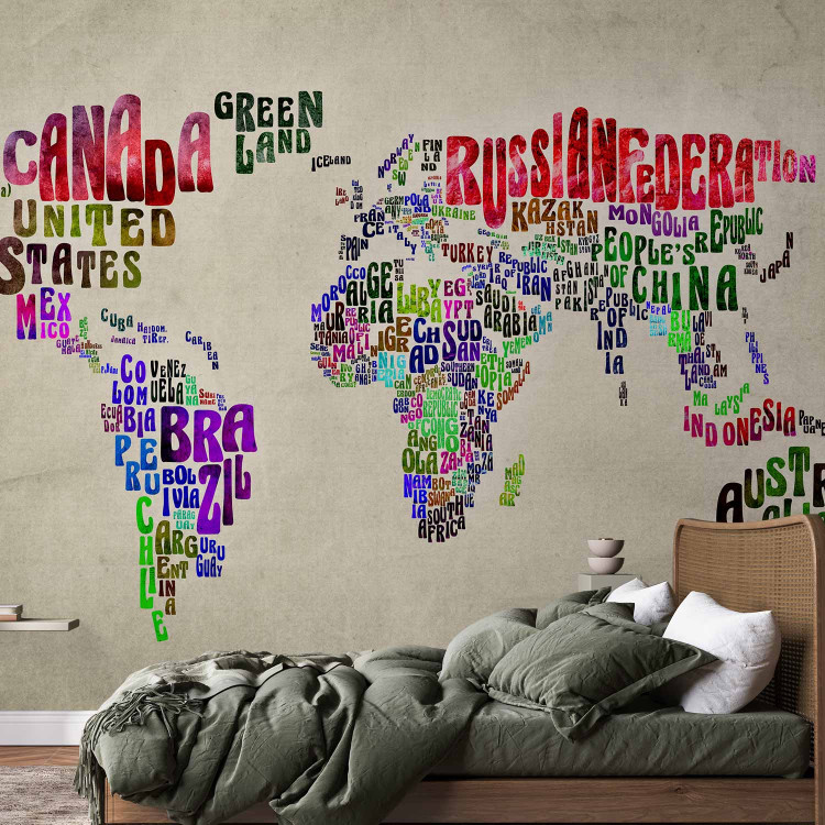 Wall Mural World map - continents with shape of countries in the form of English names 96876 additionalImage 2