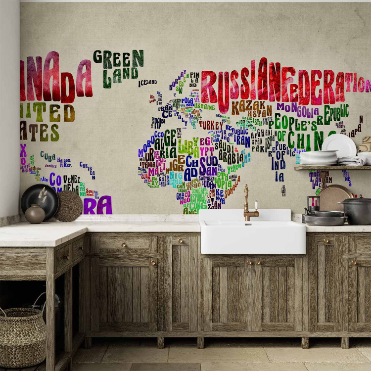 Wall Mural World map - continents with shape of countries in the form of English names 96876 additionalImage 6
