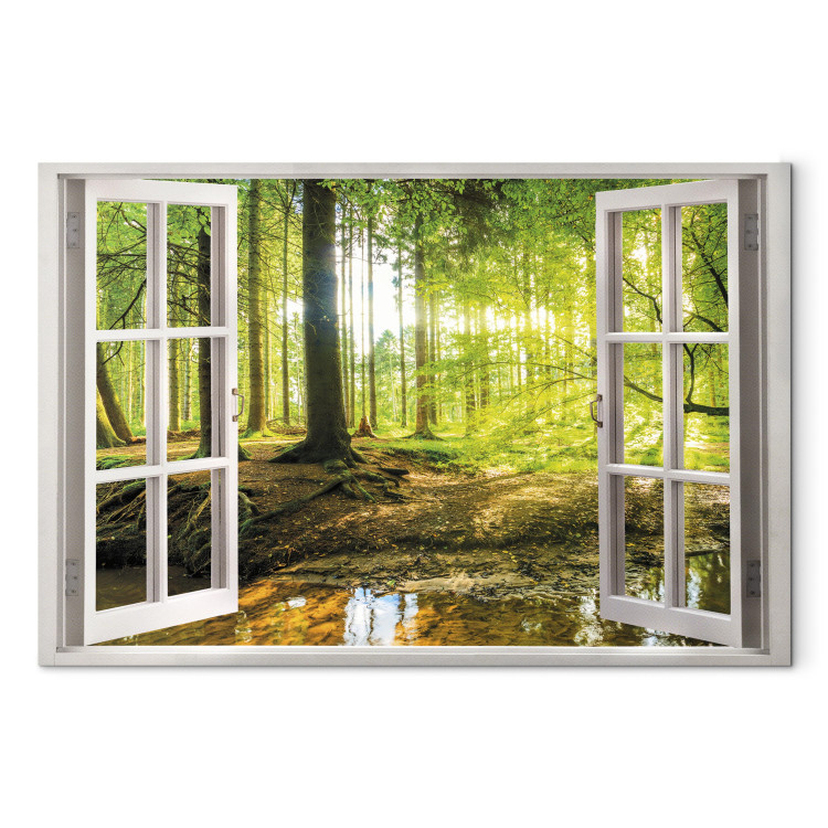 Canvas Art Print Window: View on Forest 105186 additionalImage 7