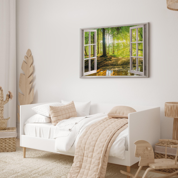 Canvas Art Print Window: View on Forest 105186 additionalImage 10