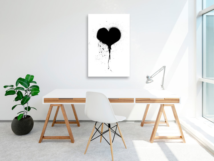 Canvas Art Print Contrast of Emotions (1-part) - Heartbeat in Black and White Shades 115086 additionalImage 3