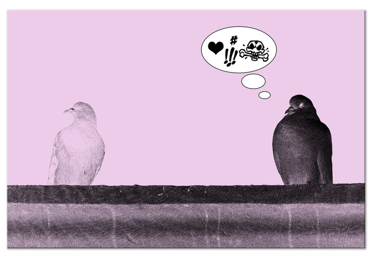 Canvas Print Bird's Message (1-part) - Animal Dialogue in Banksy's Style 115186
