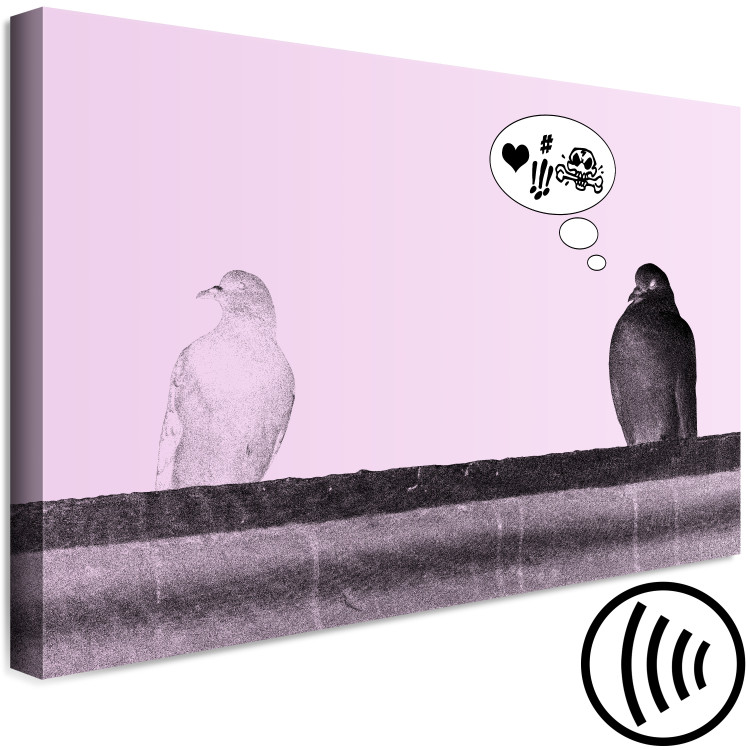 Canvas Print Bird's Message (1-part) - Animal Dialogue in Banksy's Style 115186 additionalImage 6