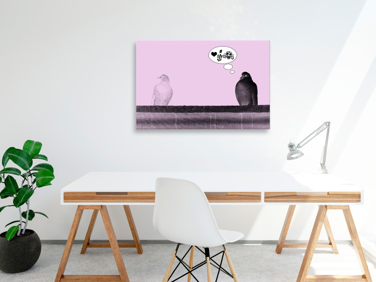 Canvas Print Bird's Message (1-part) - Animal Dialogue in Banksy's Style 115186 additionalImage 3